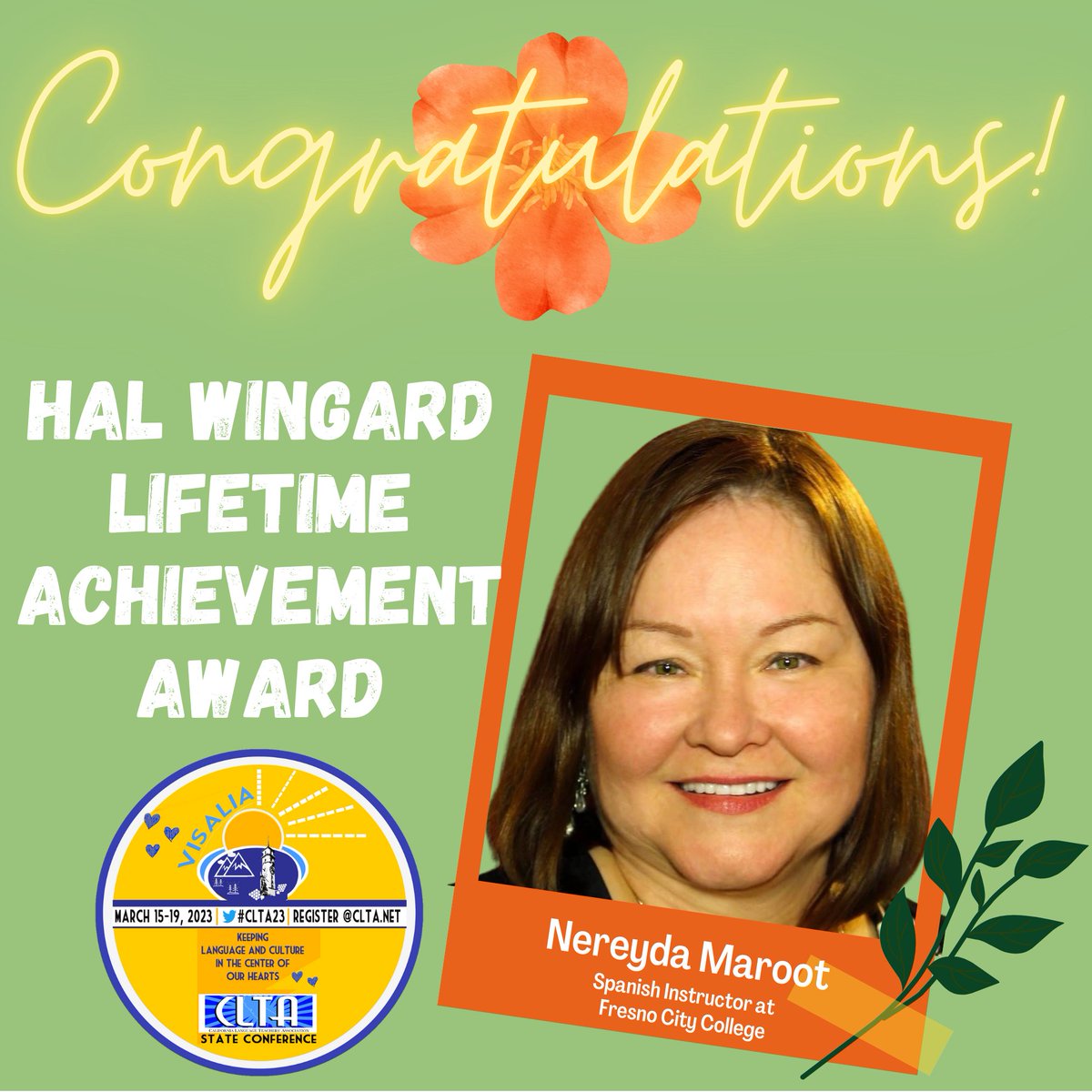 CLTAtweets's tweet photo. 🏆🌟❤️Congratulations to Nereyda Maroot, Carolyn Swaney, @lasuperprofe78 and Hal Wingard's Family for receiving  our other awards. THANK YOU for everything you do to promote World Languages in California. https://t.co/XVnklJlUgR