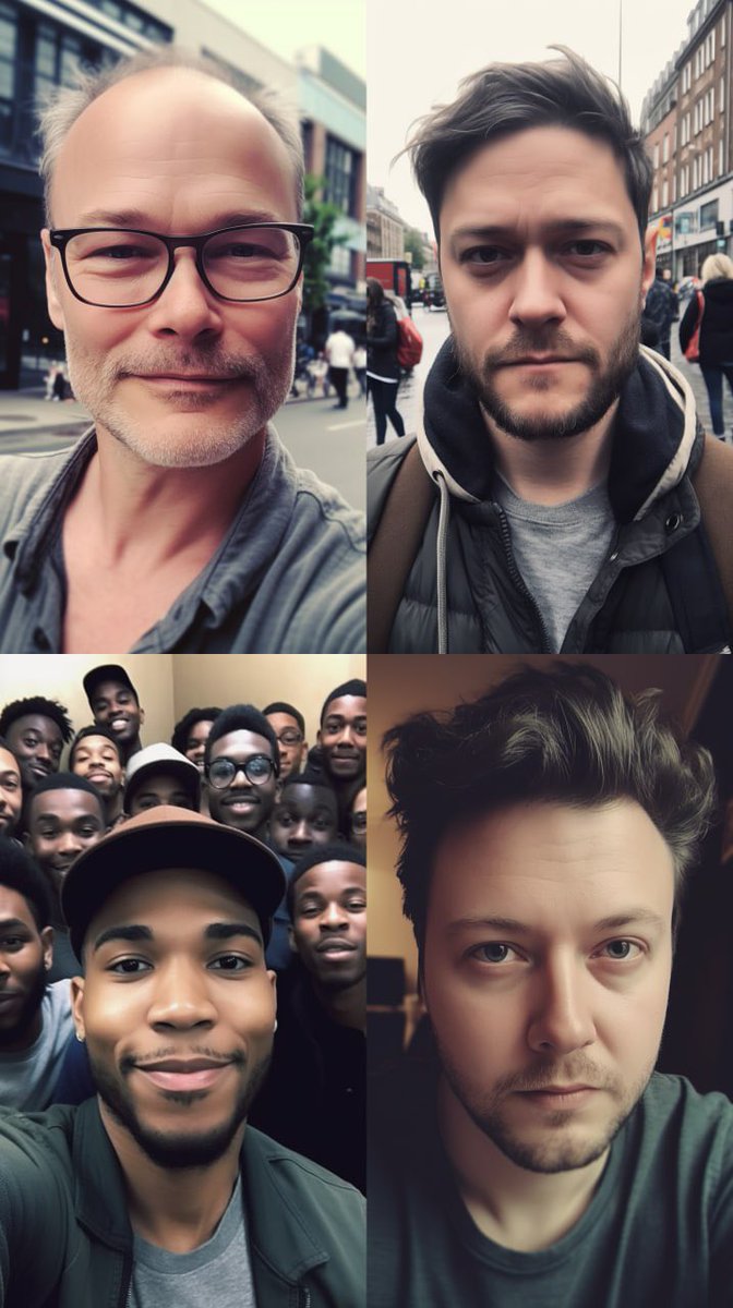 #Midjourney prompt: selfie of one random men, avatar 

……