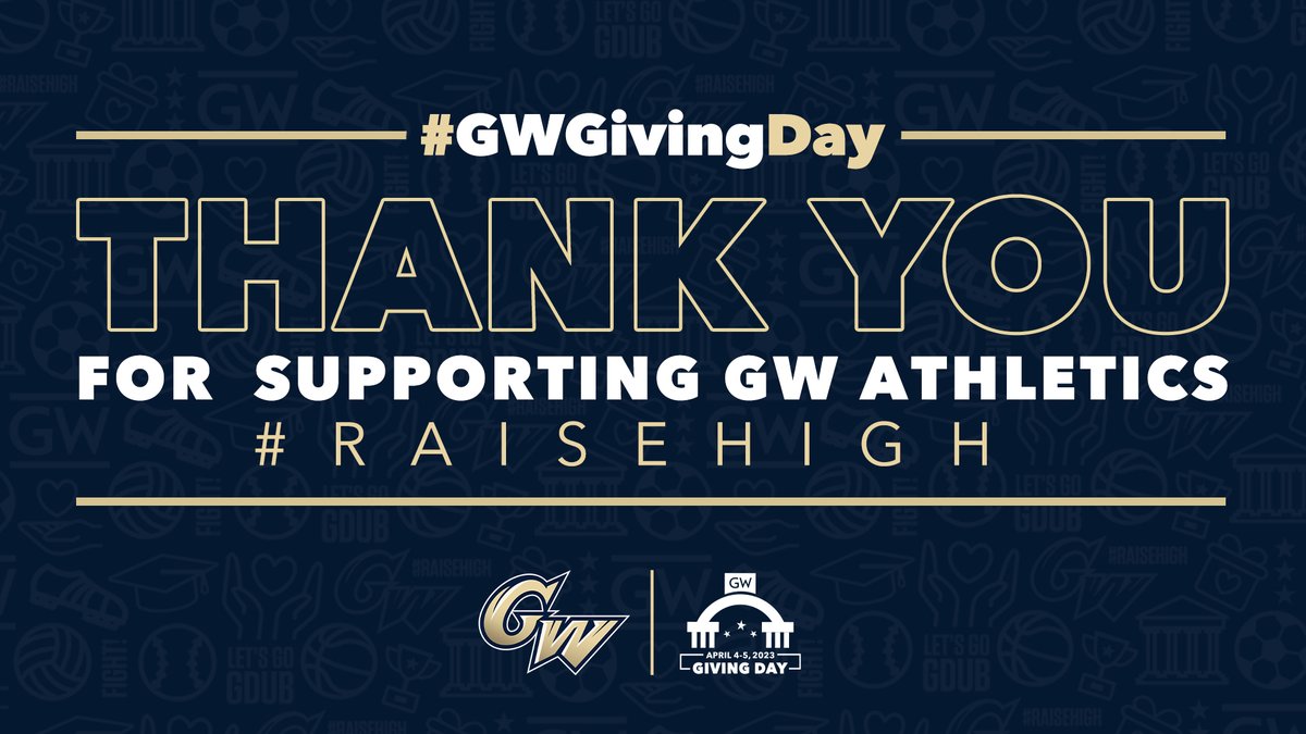 Thank you again to all of our donors, families, friends, and alumni! It was certainly a team effort for having our best #GWGivingDay EVER! #RaiseHigh 

180% of goal...