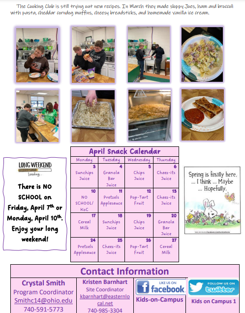 KidsonCampus1's tweet photo. Eastern Middle/High School Kids on Campus is doing great things! Check out their April newsletter here! https://t.co/dE20jbgWgs