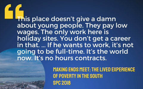 policysouth's tweet photo. Portland is in the news. Included in our report ‘Making ends meet, The lived experience of poverty in the south’ we found 'a friendly and laid back local culture’ but also 'This place doesn’t give a damn about young people.'
Read the report here https://t.co/D3fg9C1oAC
@JYDenham https://t.co/Q5xyZ1RbWK