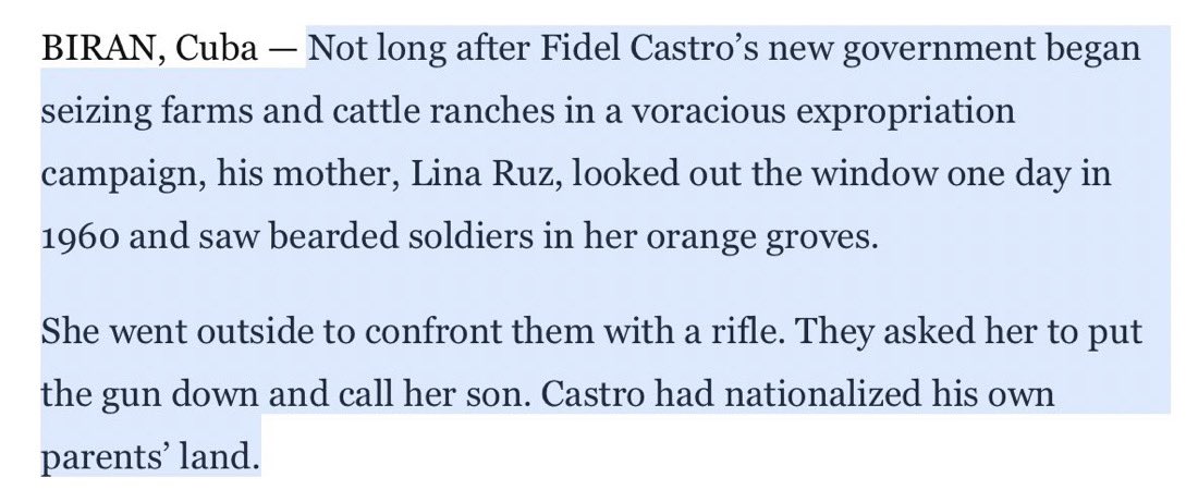 joeywreck's tweet photo. ✨Fun Fact: Fidel Castro seized his own parents’ plantation and nationalized the land.

a reminder: nationalization is not the same as “evicting and leaving someone homeless”. https://t.co/XJO5lVIOfJ