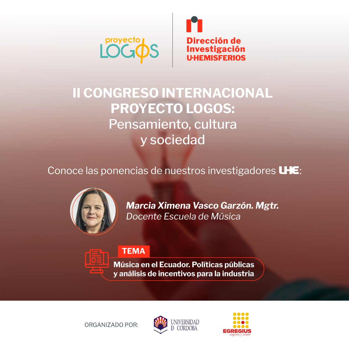uhemisferios's tweet photo. #InvestigadoresUHE | 👨🔬
Marcia Vasco, Directora de la Carrera de #MúsicaUHE, participó en el II Congreso Internacional #ProyectoLogos, analizando el panorama actual de la #música en el país y su relación con las #políticas #públicas. 🎶🇪🇨
Conoce más 👉 https://t.co/SxagUNwKkJ https://t.co/NE7J17yrz7