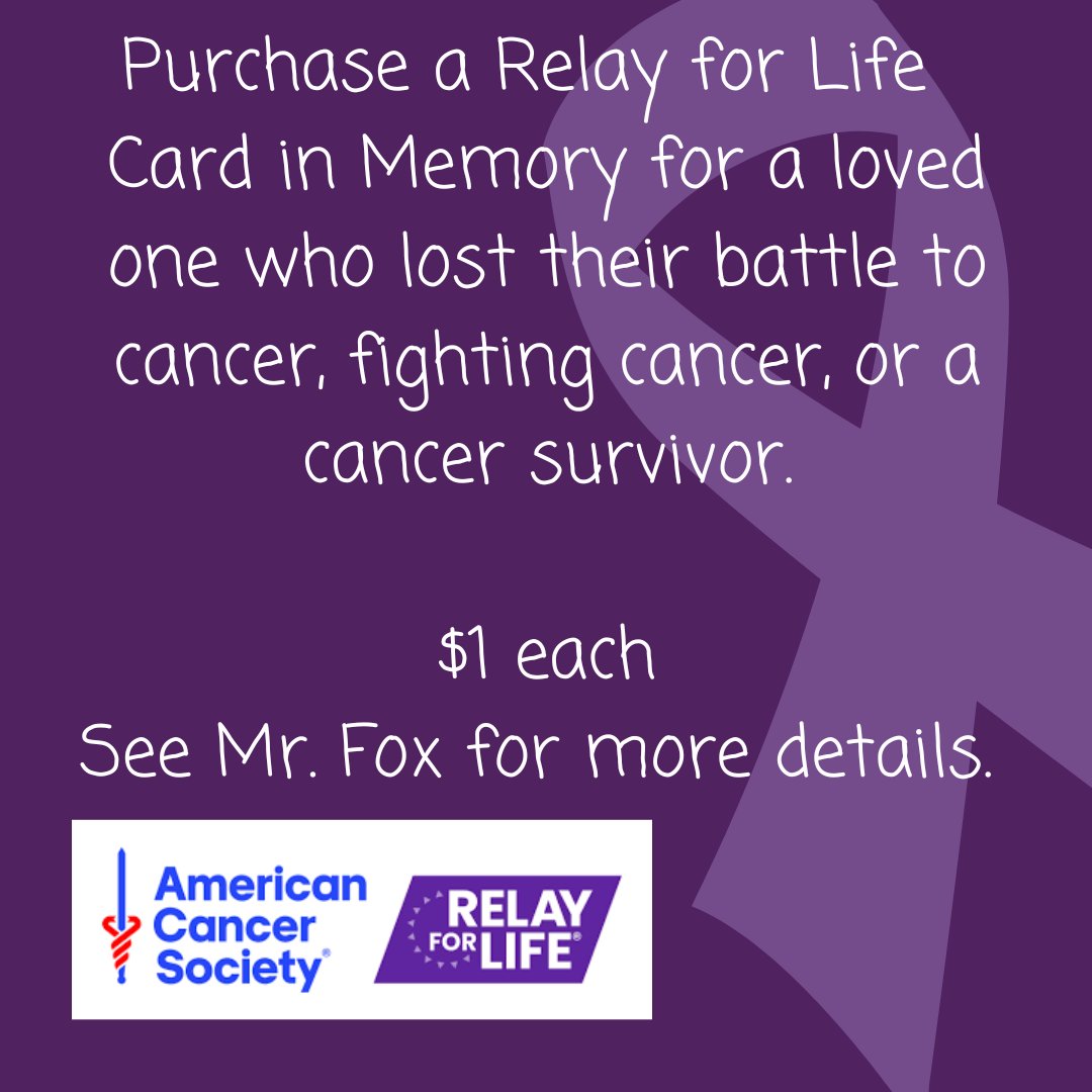 If you would like to purchase a card, please send money and name of the person to honor to Mr. Fox. He will be posting the memory cards outside of the gym.
#oneteam