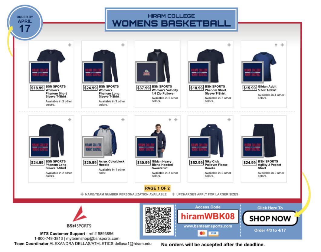 We opened a team store to purchase Hiram WBB gear! 🐾

Purchases will be directly shipped to buyer’s home. 

Shop closes 04/17/2023!  

bit.ly/430b3hs