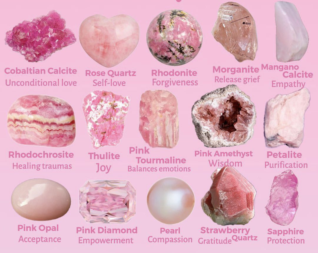Tamorah Shareef Muhammad on X: 𝓟𝓲𝓷𝓴 𝓒𝓻𝔂𝓼𝓽𝓪𝓵𝓼 💞💕💓 What's  your favorite pink Crystal? ⁣ ⁣ This is not all of the pink Crystals but  thought I'd put as many as possible here.