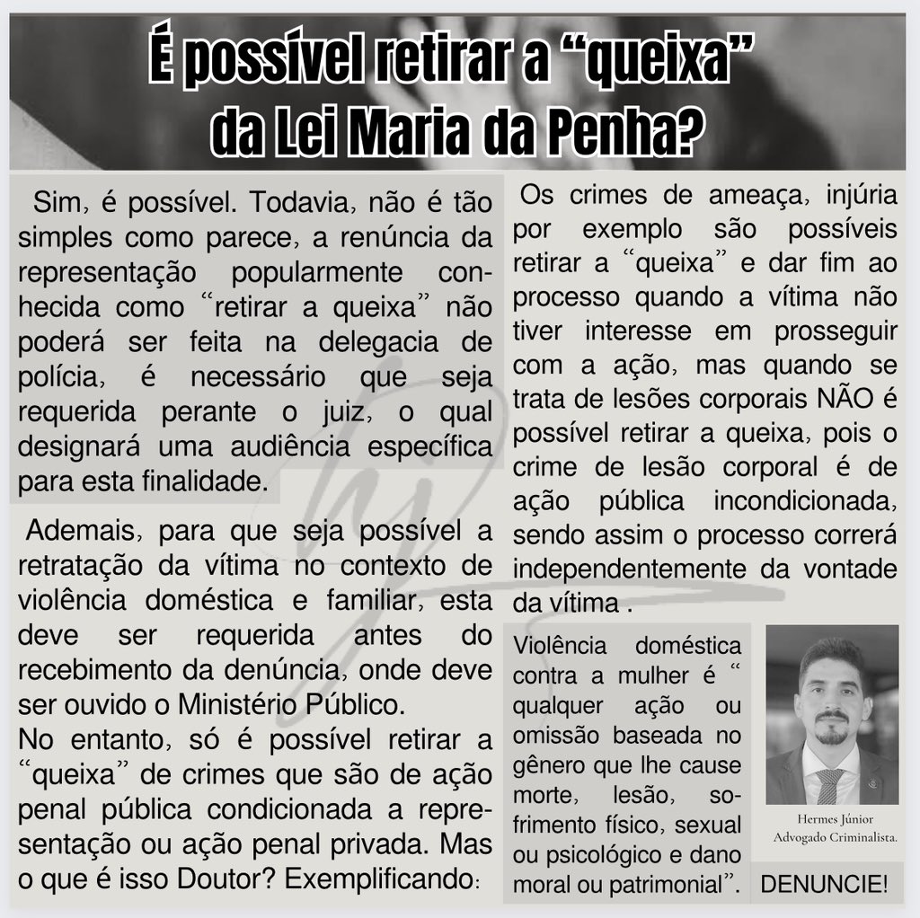 hermespjr's tweet image. #diganaoaviolenciadomestica #advocacianapratica #mariadapenha #family #STJ #crime #mulheres #advogar #goias #advocaciaespecializada #advogadas #direitopenal #penalnaveia #processopenal #direitoprocessualpenal #somosdefesa #cpp  #direitodefesa #defesacriminal #girl #diganao