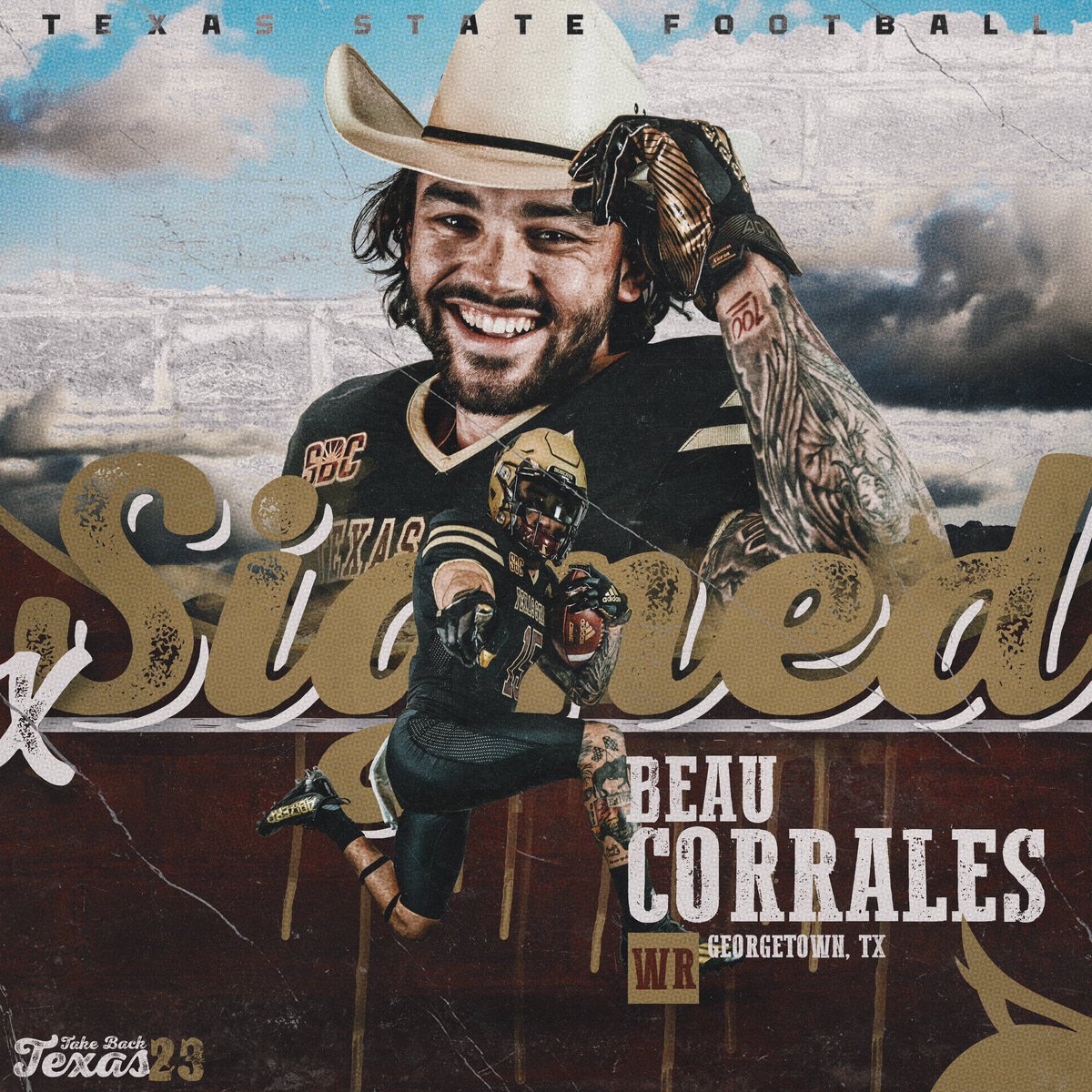 #TakeBackTexas 

A proven playmaker coming back home 

✍️ Beau Corrales (<a href="/BEAU_JANGLES12/">⚡️Beau Corrales⚡️</a>)
🏈 Wide receiver 
🏠 Georgetown, TX
➡️ Georgetown HS /// SMU 

#EatEmUp