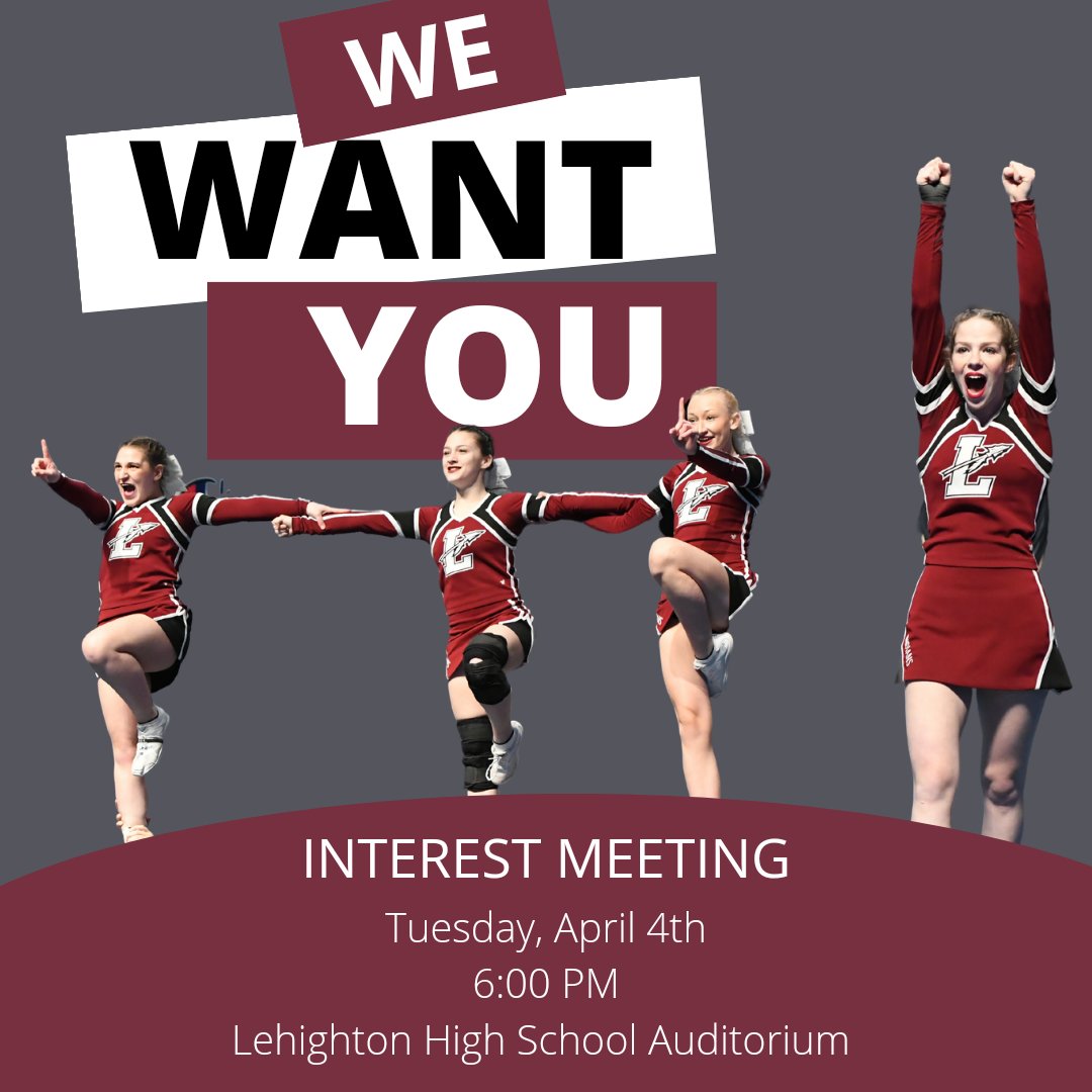 📣We Want You📣

Any athlete interested in the 2023-2024 season should attend this meeting with their parents/Guardians. 

We will be discussing all the changes coming up next year! We are super excited for the future of the LASD Cheerleaders! 

#OneTeamOneVoice #SpiritOfTheTribe