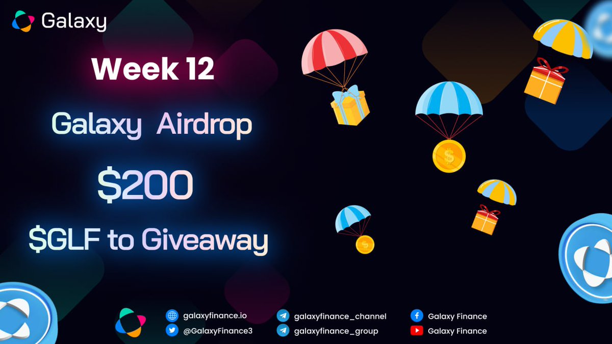 galaxyfinance3's tweet photo. 🌼 Galaxy Airdrop #Week  1️⃣2️⃣  💥
Complete simple tasks to participate in our lucky draw 👇
👉 Tag 3 friend
➡️ Chat with our Bot :

 https://t.co/6DqpaQa4wB

🎁 20 Luckiest winners will share a 200GLF prize pool, and each will get 10GLF 😄 https://t.co/KhWTaNeaXn