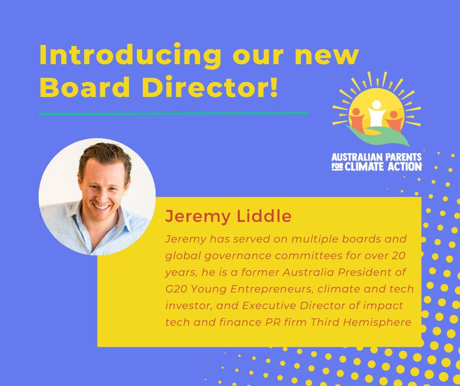 climate_parents's tweet image. @liddle_jeremy is the former Australia President of G20 Young Entrepreneurs, a climate and tech investor, and Executive Director of impact tech and finance PR firm Third Hemisphere. Jeremy has served on multiple boards and global governance committees over the past 20 years.