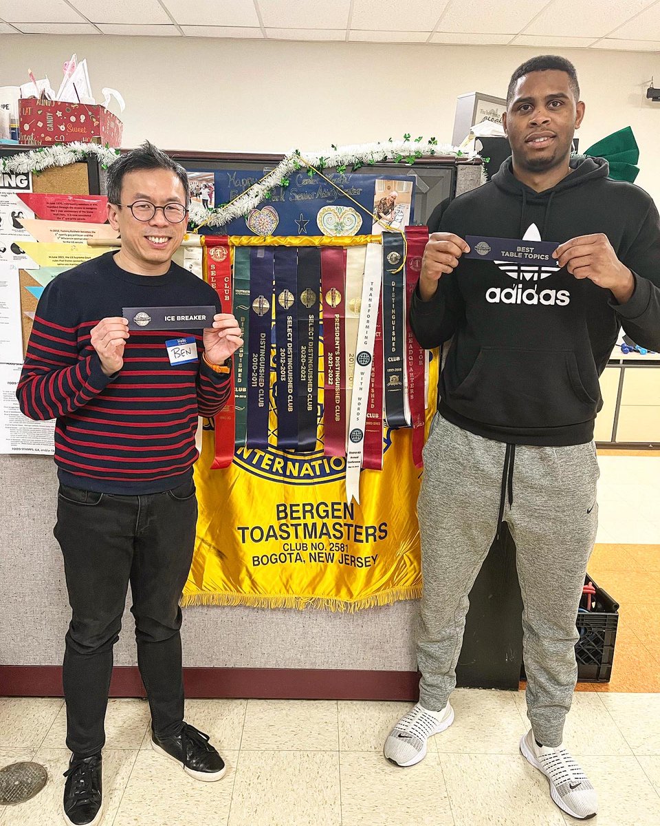BergenToastM's tweet photo. 🌞Thank you to everyone who attended our last meeting. 🥳 🎉

❇️Congrats to Jamal who won Best Table Topics 🏆🏅! 
❇️Congrats to Ben on his Ice Breaker speech !🥇
❇️As well as our prepared speaker, Kellen🏆

Don’t miss out on our next meeting Wed 4/12 
Mark.Those.Calendars (1/2) https://t.co/1O3XWwzq4V