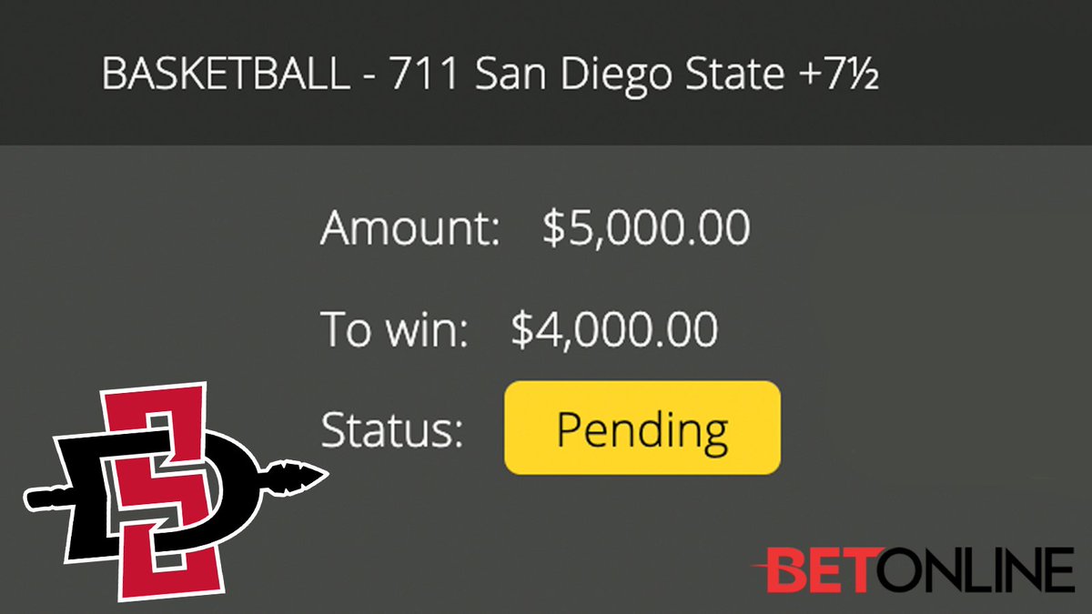 WSBChairman's tweet photo. I just bet $5,000 on San Diego State +7.5 for the National Championship

Win or lose, I will give 20 people who retweet this $200 each to use on
@betonline_ag https://t.co/v2q3GbLi2N
