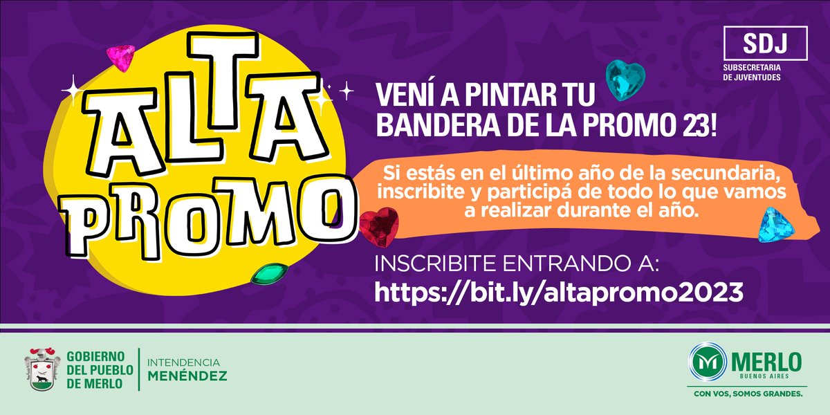 SDJuventudes's tweet photo. ¡VUELVE ALTA PROMO! 😎

Si este año terminas la secundaria, inscribite en #AltaPromo y participa con tu curso de todo lo que tenemos preparado para ustedes. 😉

#Promo23 #Egresados #Egresadas #Egresadxs #SDJ #IntendenciaMenéndez #MerloCapitalDeLasJuventudes https://t.co/mO5r8prlrP