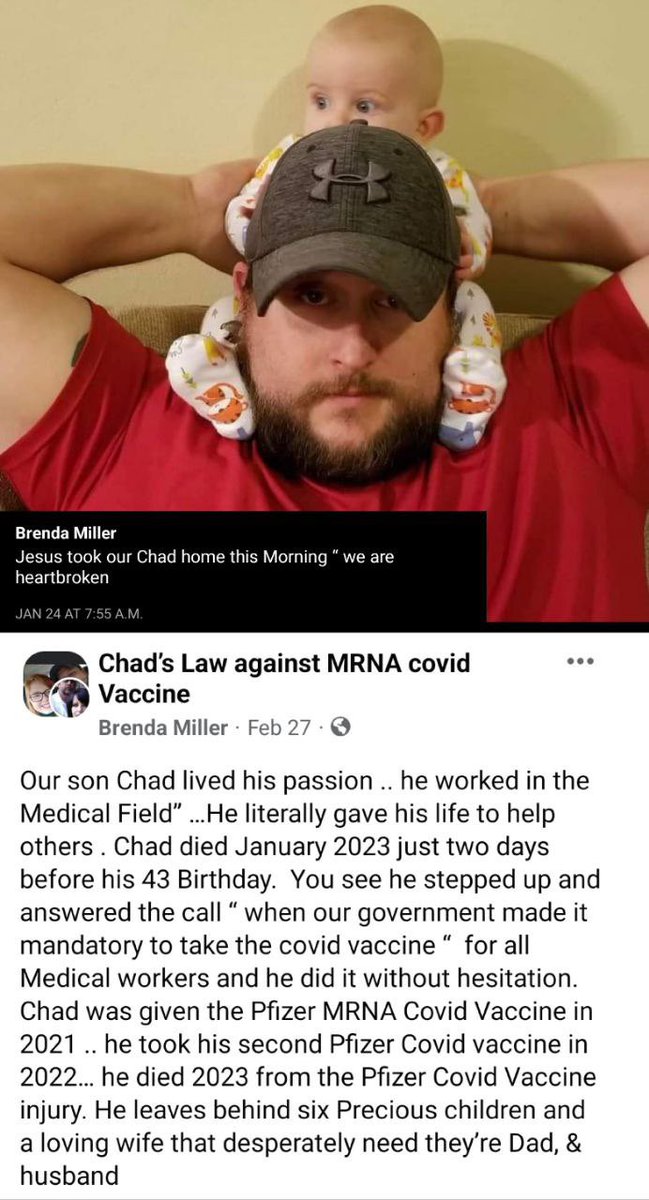 DiedSuddenly_'s tweet photo. Heartbreaking: Father of 6 killed by the second dose of the Covid 19 Vaccine after being mandated to take the death shot in order to keep his job. 

When will these employers be held accountable for enforcing a genocide? #Diedsuddenly 💉 https://t.co/q0weJIXS5Z