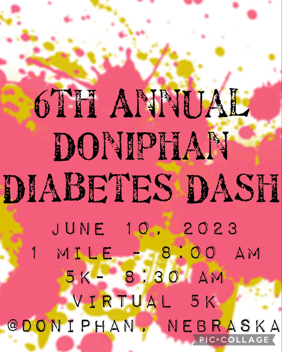 The beautiful weather had a lot of people thinking of summer plans.  June 10th…..Doniphan Diabetes Dash!  raceentry.com/6th-annual-don…
#type1diabetes #type1fundraiser #5k #1mile #virtual5k #doniphandiabetesdash