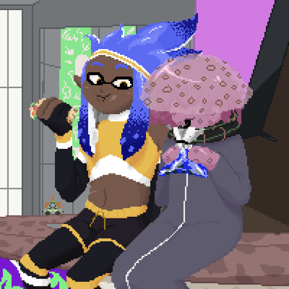 hyomi_sama's tweet photo. Been a while since i did pixel art.
Squid on the left belongs to qpigeons on insta, the jelly is mine https://t.co/V51lMSYmt9