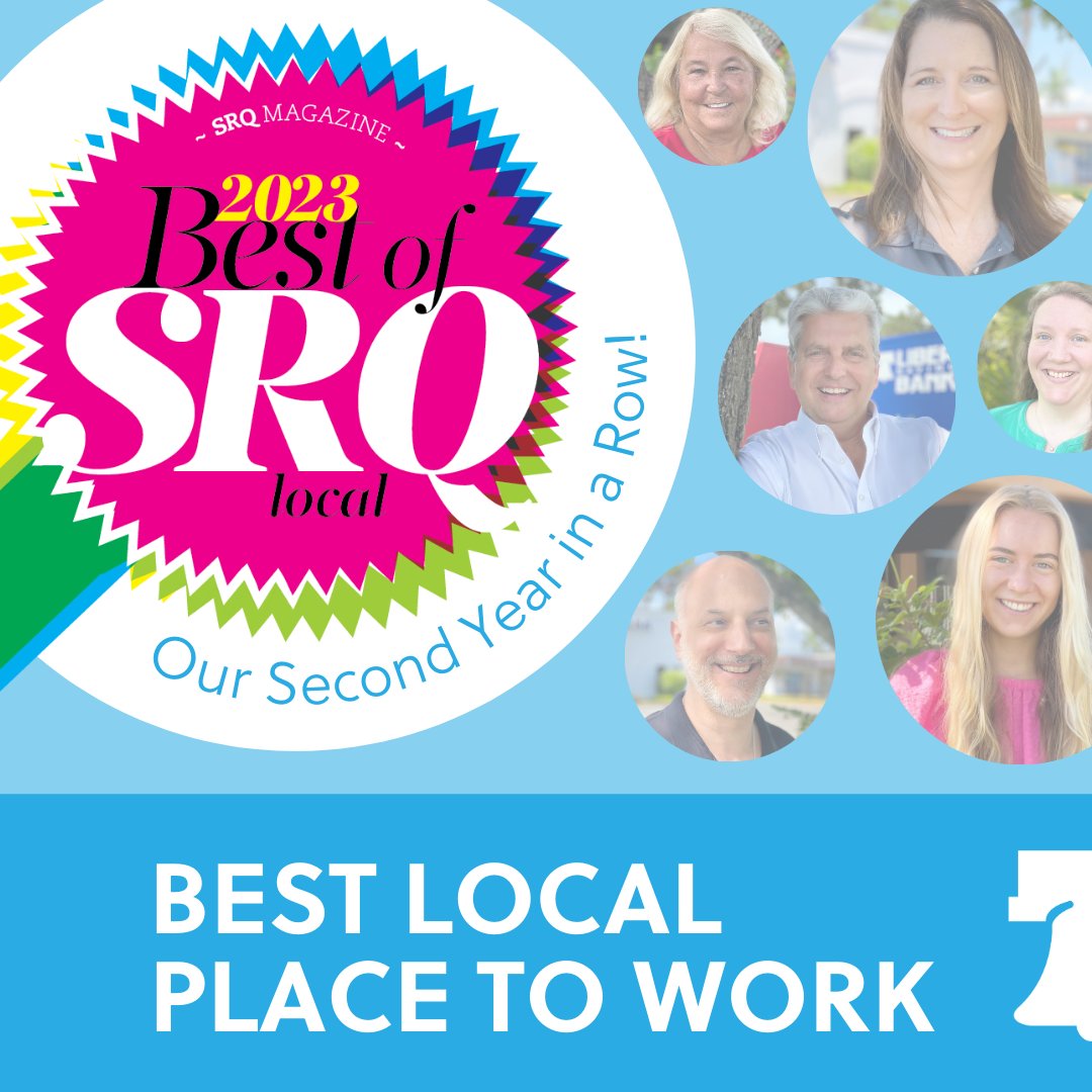 We are excited to share that for the second year in a row, Liberty Savings Bank has been voted the 'Best Local Place to Work' in @srq_mag's '2023 Best of SRQ Local' competition!❤️ #LiveLocal #LoveLocal #bestplacetowork #communitybank #sarasota #bradenton #venicefl
