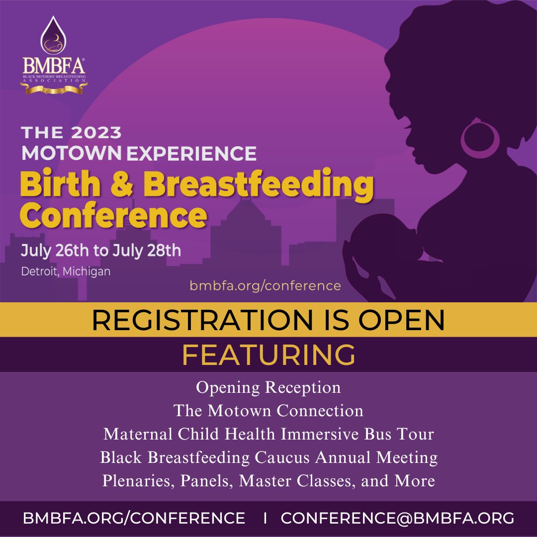 The 2023 Motown Experience: Birth & Breastfeeding Conference is NO ordinary conference. It is an EXPERIENCE! Learn more at blackmothersbreastfeeding.org/conference/
#breastfeeding
#leadership
#BMBFA
#BlackBreastfeeding
#NormalizeBreastfeeding
#BlackMamasMatter
#blkbfing