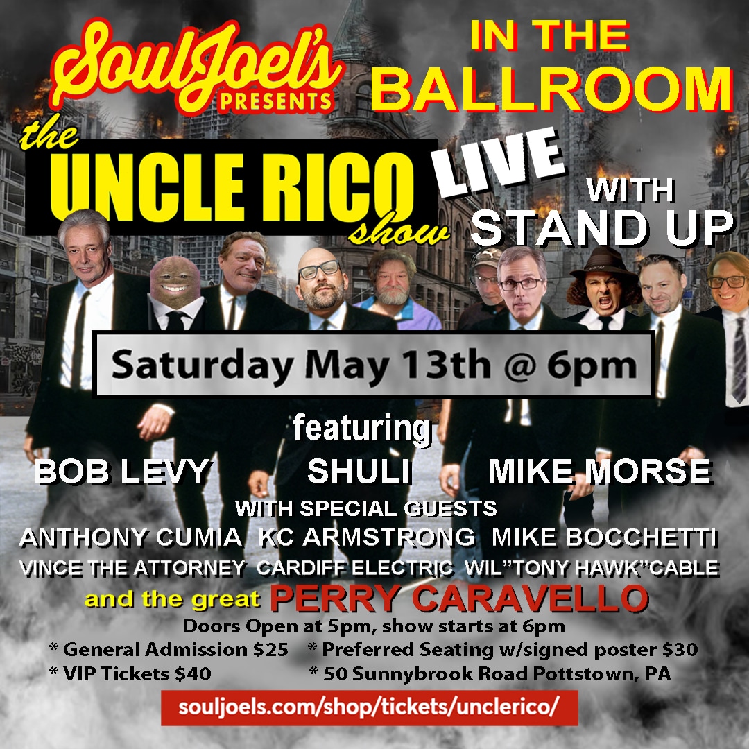 TheUncleRicoSho's tweet image. Don't miss out!!!  Get your tickets today for a LIVE Uncle Rico Show AND Stand-Up Comedy at @SoulJoels in Pottstown PA on MAT 13th. 

theshulinetwork.com for tickets

Come see @shalomshuli @levy_sir @mikemorsesays @AnthonyCumia @Perry_Caravello and many more!!!

#Comedy