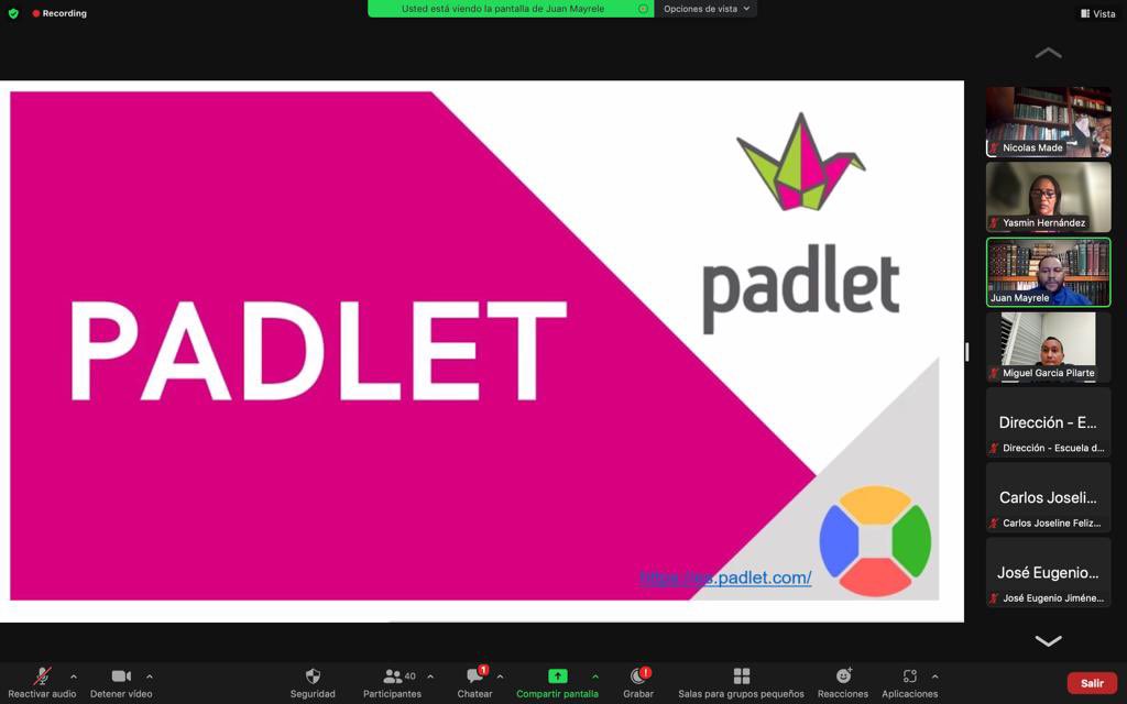 EscuelaInfUASD's tweet photo. En nombre de la Facultad de Ciencias, UASD Virtual y de la Escuela de Informática agradecemos al distinguido maestro Juan J. Checo, por el excelente taller práctico realizado de manera virtual: CONFIGURACION DE PADLET COLABORATIVO. https://t.co/olMOXItADC
