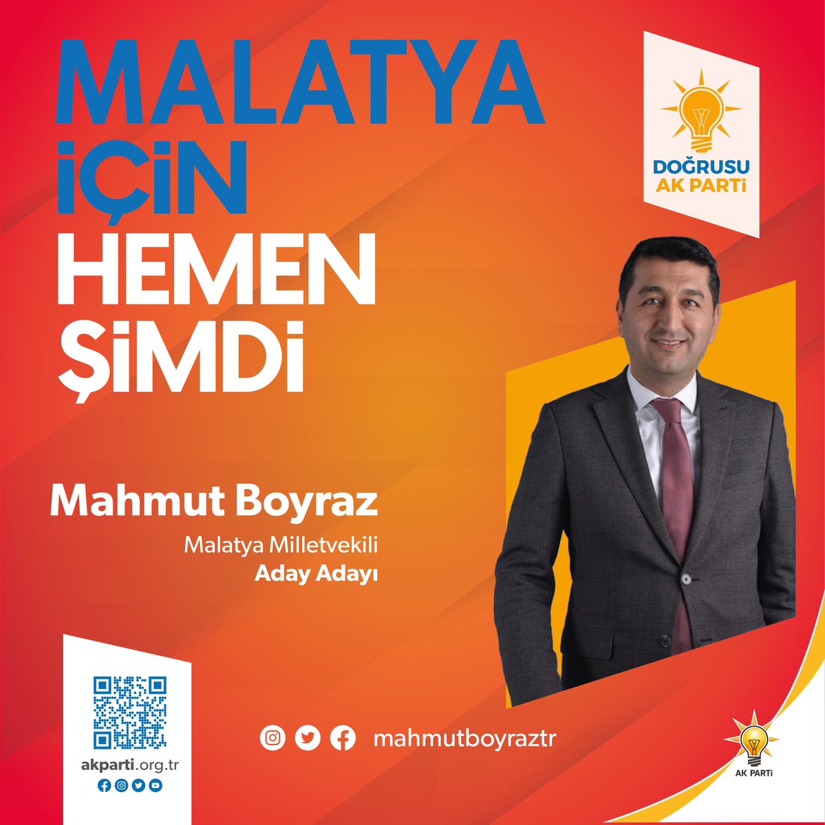 Halka Hizmet Hakk’a Hizmettir” düsturu ile Malatya'mıza hizmet yarışında ben de varım deme cesaret ve sorumluluğunu gösteren  Mahmut Boyraz'ı kutluyor ve teşekkürlerimi   sunuyorum.