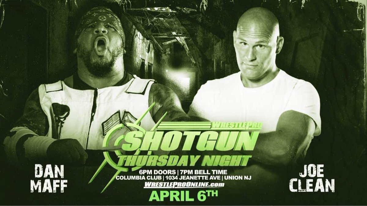 WrestlePro's tweet photo. 🚨THIS THURSDAY NIGHT!!🚨

Shotgun Thursday Night returns April 6th to the Columbian Club in Union, NJ!!

Come watch the students of #CAPNJ take on WrestlePro’s finest!

🎟️ https://t.co/YRkmPOy1Tx https://t.co/L7VeIPNoFJ