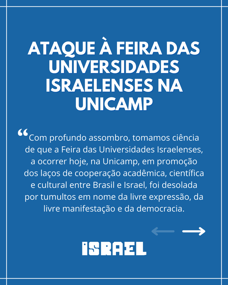 IsraelinSPaulo's tweet photo. 🇧🇷🇮🇱 Ataque à Feira das Universidades Israelenses na UNICAMP. https://t.co/fWph8P7Pof