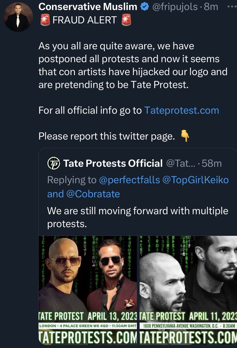 TateProtests's tweet photo. This is unbelievably childish. We are being called Matrix Agents for branching out on our own.

WE ARE ON THE SAME TEAM! 
#freetopg #tateprotests #tateprotest https://t.co/IZDmCj8zaF