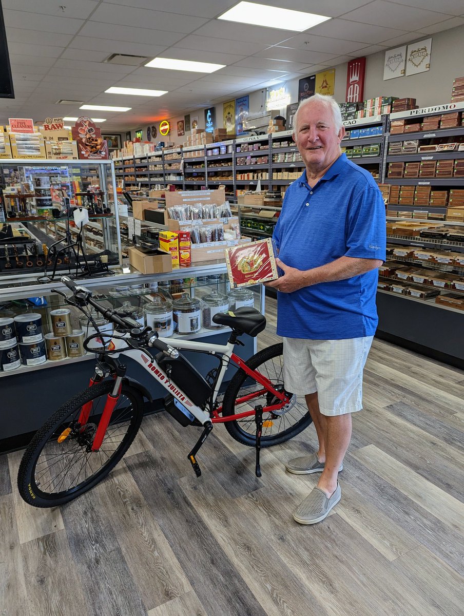 Congratulations to Jim, the winner of our Romeo Y Julieta e-bike giveaway! #ebikes #cigar #cigars #cigarians #cigarlover #cigarsmoker #cigaraficionado #cigarbar #cigarsandwhiskey #cigarsociety #cigarlifestyle #cigarworld #cigaroftheday #cigarlife #cigarsnob #cigarsmoking