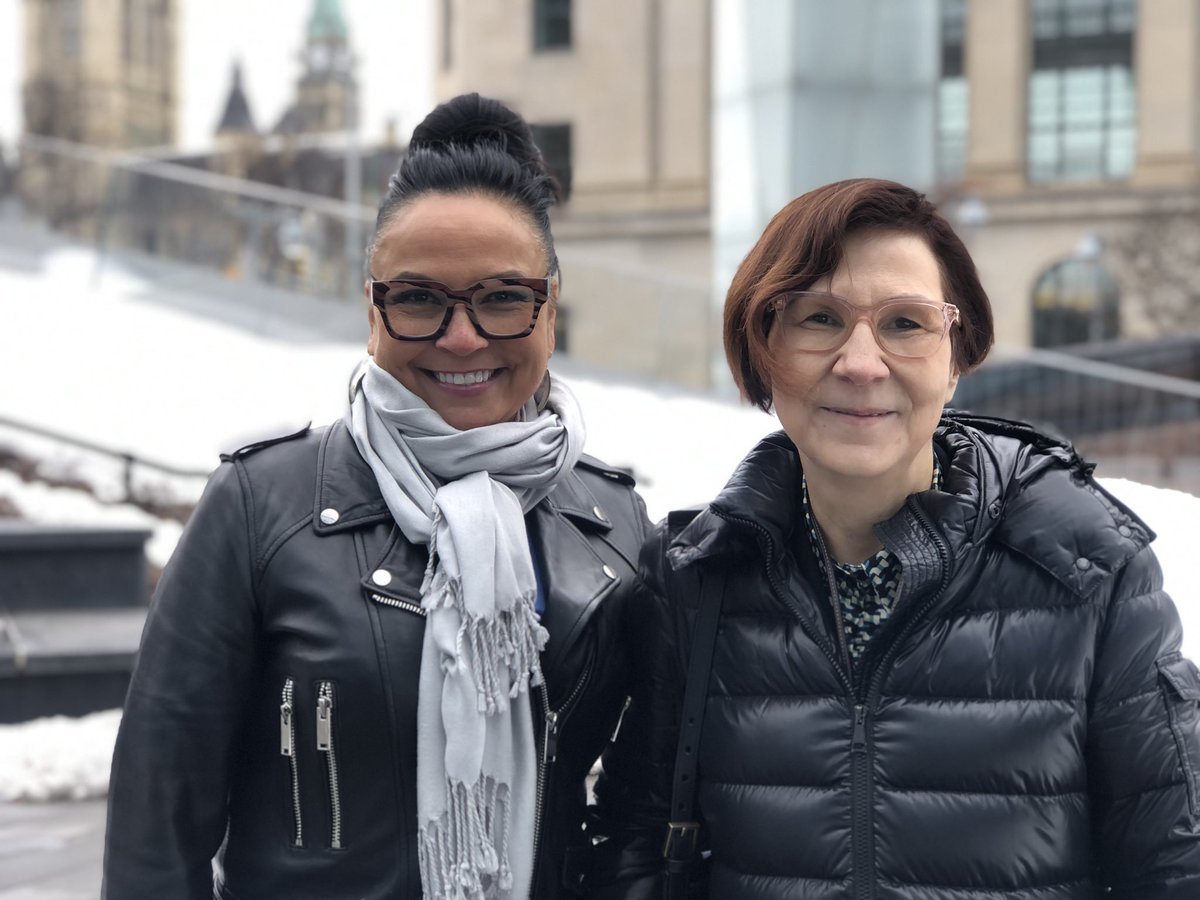 First Nations children’s rights advocate Mary Teegee (left) credits @cblackst (right) for her tirelessness work over the past 16 years championing justice for First Nations children. Today, a new $23.4 billion First Nations child welfare compensation deal was announced.
