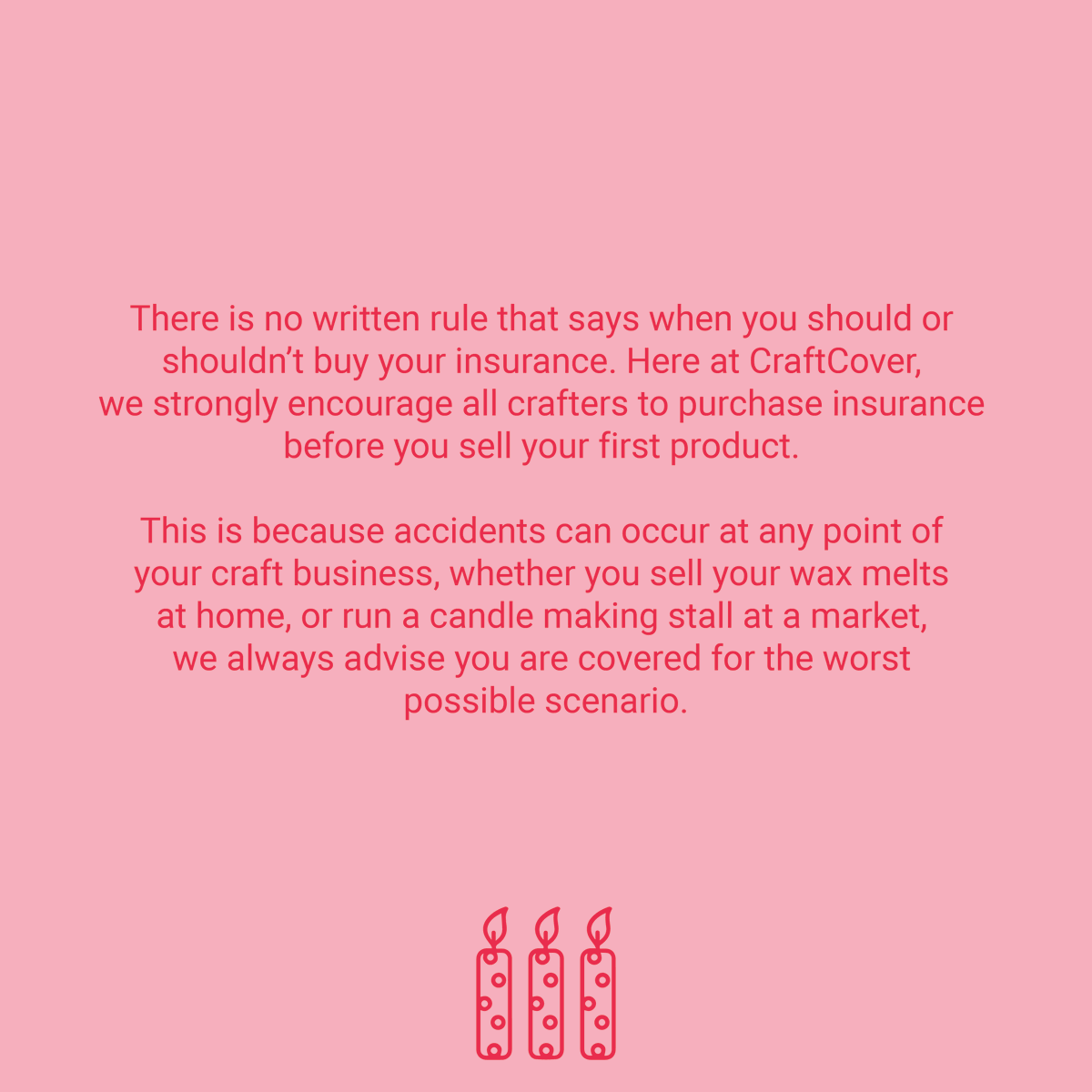 If you sell candles and wax melts, you might be wondering about insurance 🤔

We understand you may only be a small business, and your insurance will reflect this, but any claims made against you could stop your business from trading 🕯️

Find out more: craftcover.com/candle-wax-mel…