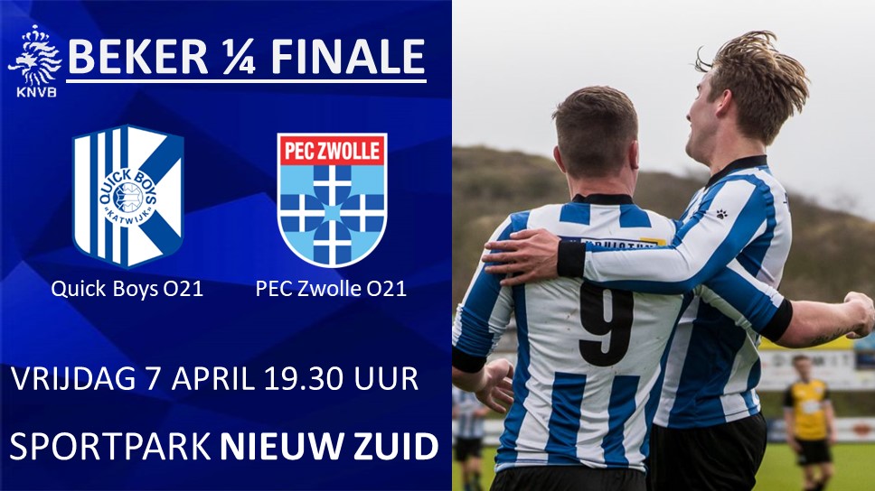 🏆 BEKER | Aanstaande vrijdag speelt Jong Quick Boys in de kwartfinale van de Beker tegen Jong PEC Zwolle. De ploeg uit Zwolle toont ook aan een echte cupfighter te zijn. Het wordt een mooie wedstrijd. Wordt het ook een goede vrijdag? Wij zien jullie graag op Nieuw Zuid.
