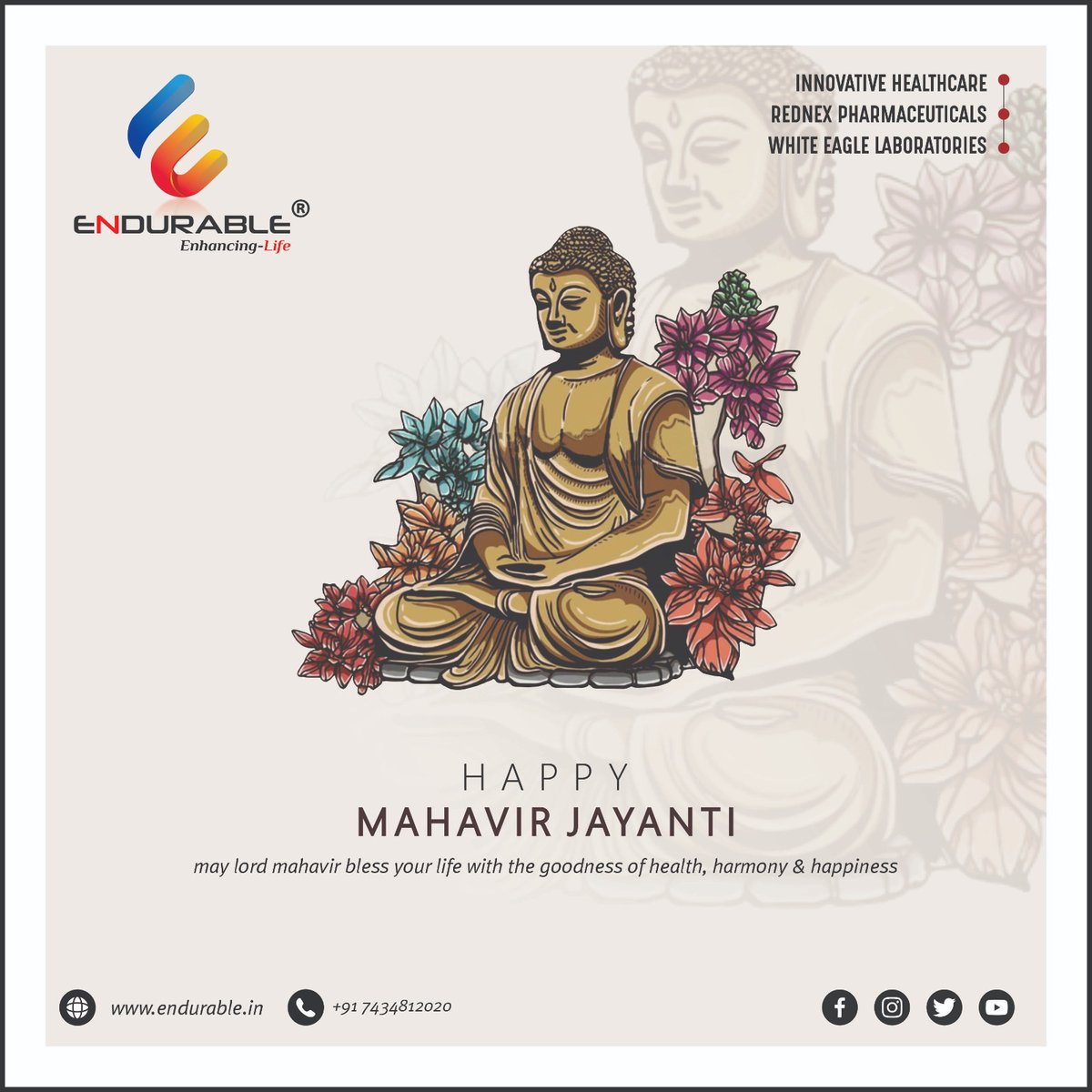 endurablepharma's tweet photo. #Endurable wishes everyone a blessed Mahavir Jayanti.
#MahavirJayanti #MahavirJanmakalyanak #MahavirJayanti2023 #HappyMahavirJayanti #MahavirJayantiWishes #EndurablePharma #EndurableGroup #EndurableIndia https://t.co/XqdKfiHGCb