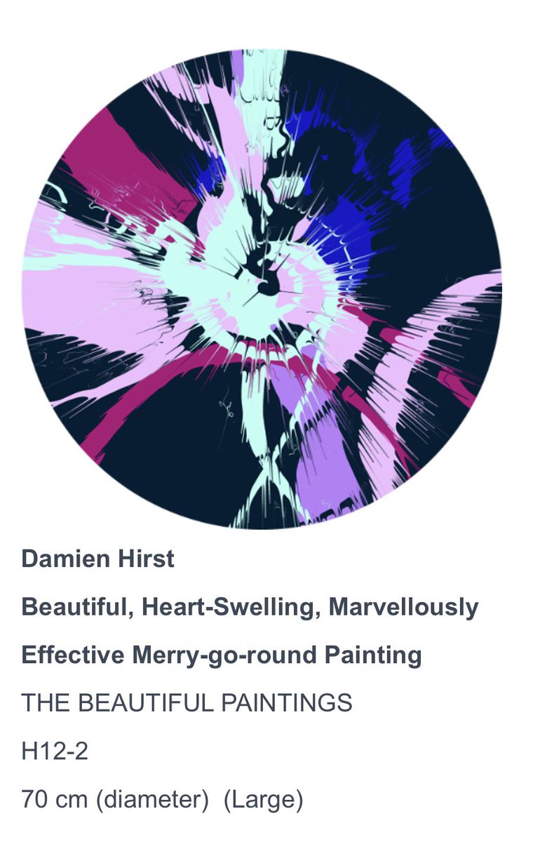 richiewestbrook's tweet photo. Had a lot of fun with this ! New spin paints by @hirst_official via the wonderful @HENI , I love this one so much that I purchase it last night 
Always been a big fan of the spin paintings https://t.co/iZH84c4rSz