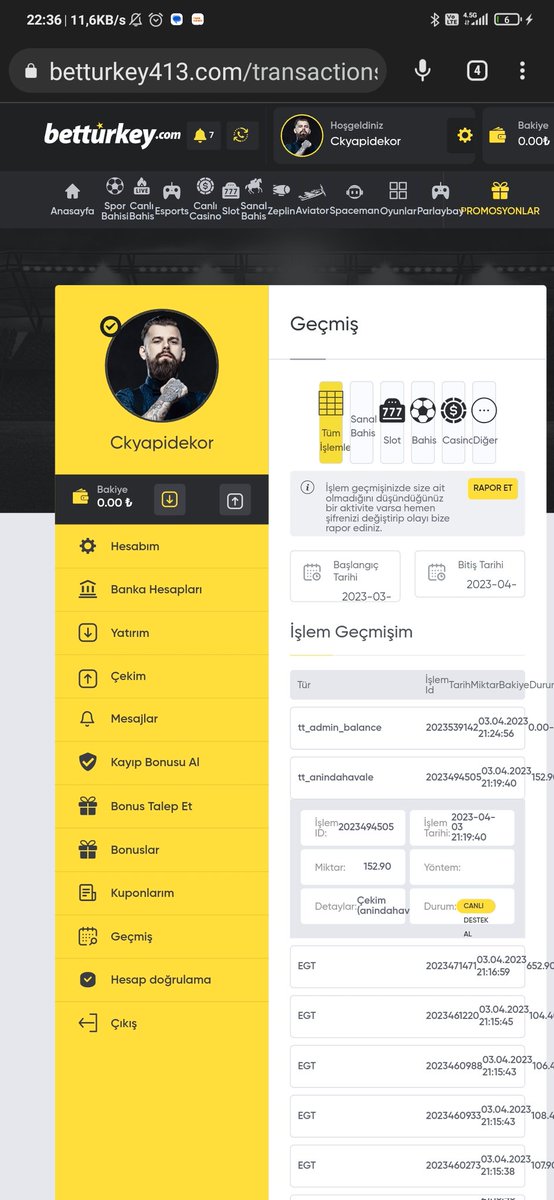 #Betturkey başarılı 500 TL çekim için tesekkurler