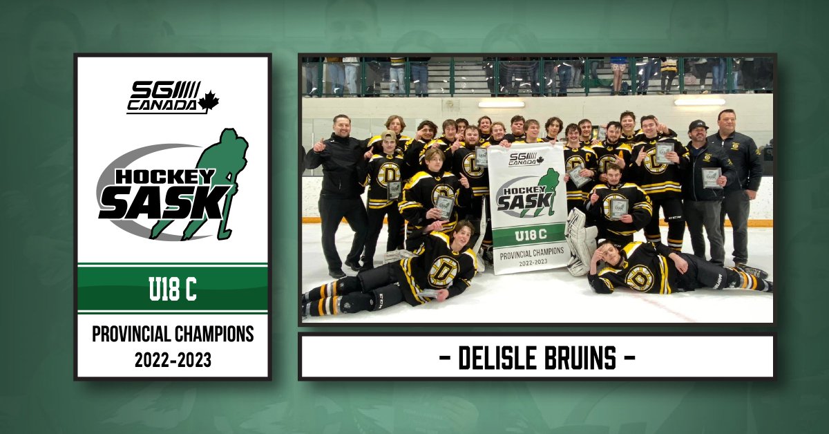 hockeysask's tweet photo. 🏆🏒 @sgicanada PROVINCIAL CHAMPIONS 🏒🏆

DIVISION➡️Under-18 C
TEAM➡️Delisle Bruins

The Lanigan Pirates fought back in the semi-final to get to this championship series. However, the Delisle Bruins were victorious and became #Sask champions after completing a sweep. #HockeySask https://t.co/m7ua0CbaU1