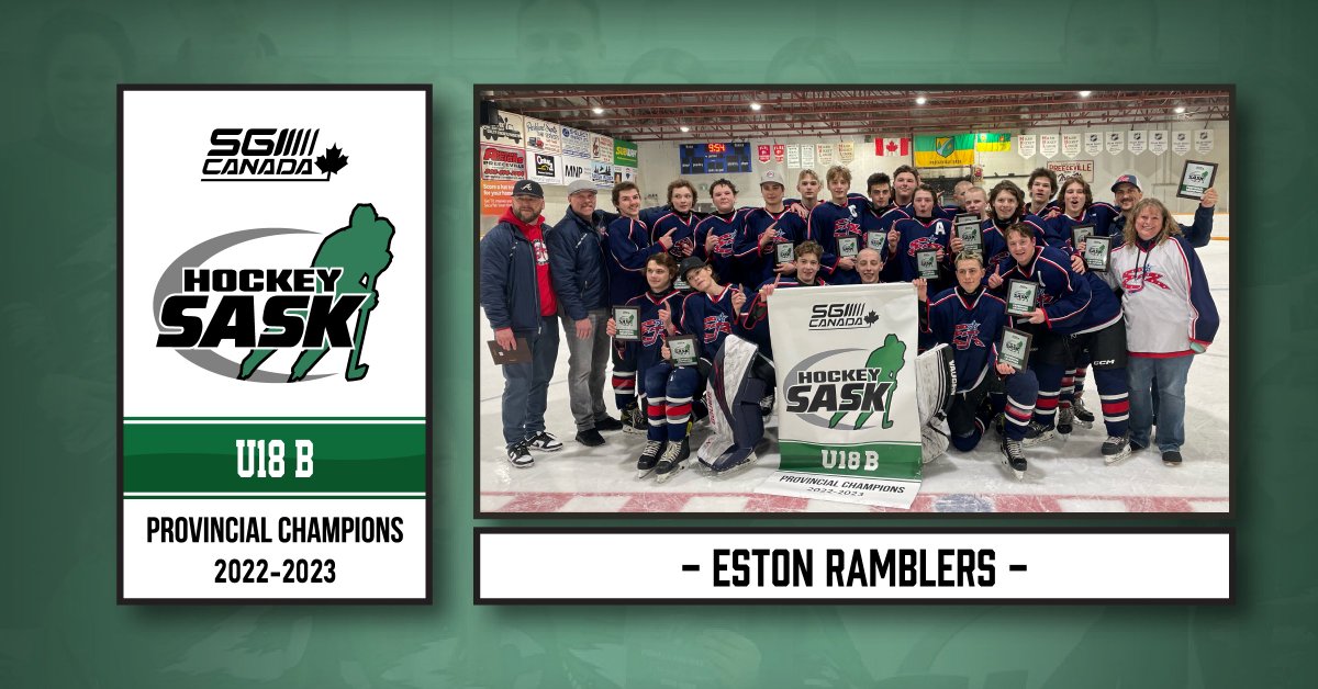 🏆🏒 <a href="/sgicanada/">SGI Canada</a> PROVINCIAL CHAMPIONS 🏒🏆

DIVISION➡️Under-18 B
TEAM➡️Eston Ramblers

This one was an extremely close final between the Eston Ramblers and Preeceville Pats. After the final whistle, the provincial banner is back with Eston and both teams can rest. #HockeySask