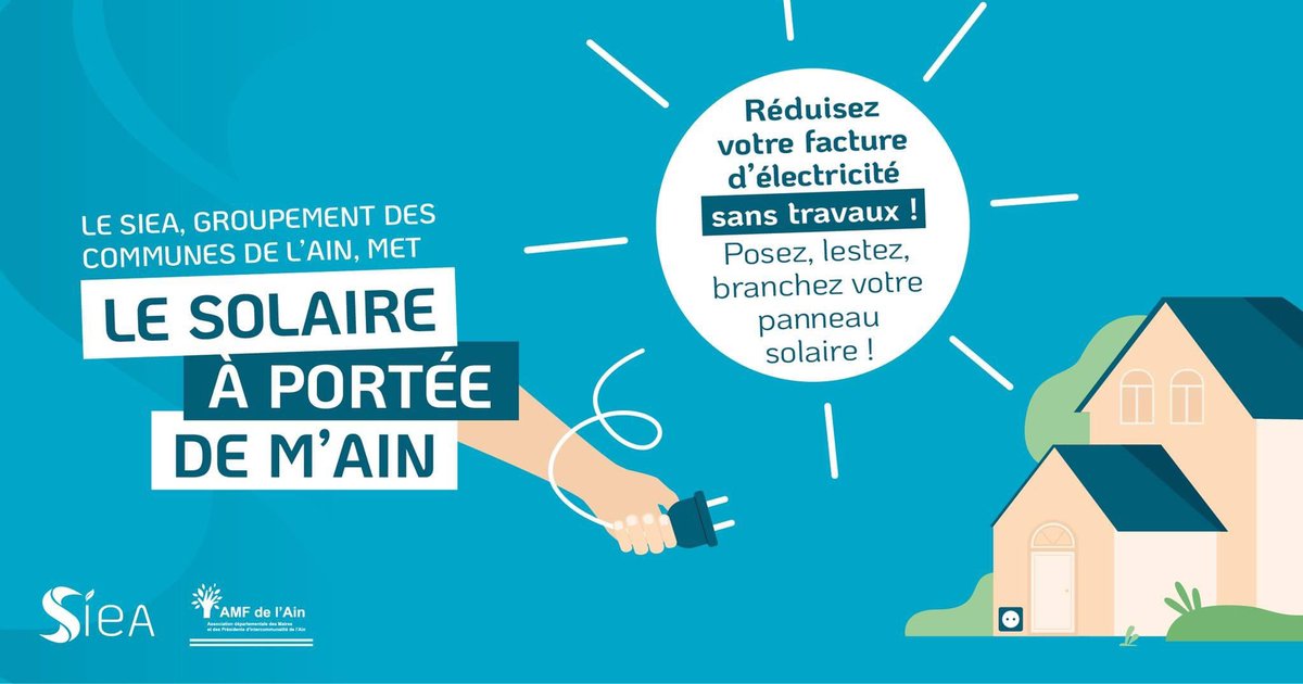 Le SIEA, groupement des communes de l'Ain avec le soutien de l'AMF01, met le solaire à portée de m’Ain ! 
Rendez-vous sur siea-energies.fr
Vidéo:
youtu.be/vPhNA1PdhKQ