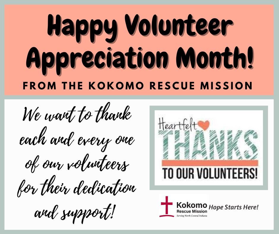 April is Volunteer Appreciation Month &amp; the Mission wants to wish all our volunteers our most heartfelt thanks!! We have been blessed with incredible volunteers who have supported our hurting &amp; hungry neighbors through the work of the Mission. Thank you so much, volunteers!