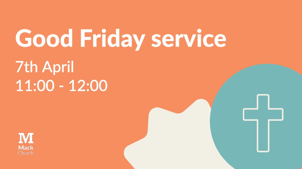 This week we'll be meeting on Friday, as we remember Jesus' death on the cross. 

Join us to reflect and look forward to Easter Sunday too. 

#GoodFriday #Church