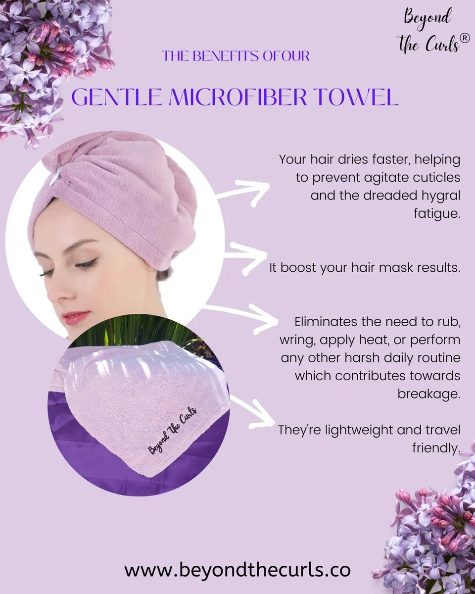 beyond_curlsco's tweet photo. From super-speedy drying to bouncier curls and unbelievable shine - there are countless reasons a microfiber towel is better for you. #1 Who wants friction leading to frizz?! 🙅🏾‍♀️ NOPE. Grab yours today! 🔗 #frizzyhair #microfibertowel #naturalhair #frizzfree #hair https://t.co/QXSGTlZbVz