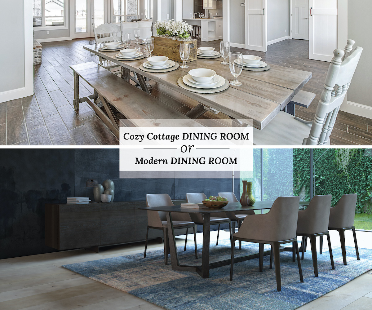 JenniferIrelan8's tweet photo. Which of these dining rooms is more your style: cozy cottage dining room or modern dining room? https://t.co/Zsn1j8IN69
