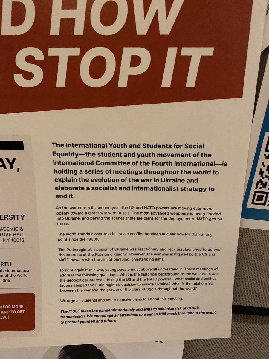 Dear @nyuniversity, as an NYU student from Ukraine I am highly concerned about your decision to give a platform to Putin‘s apologists like @DavidNorthWSWS.