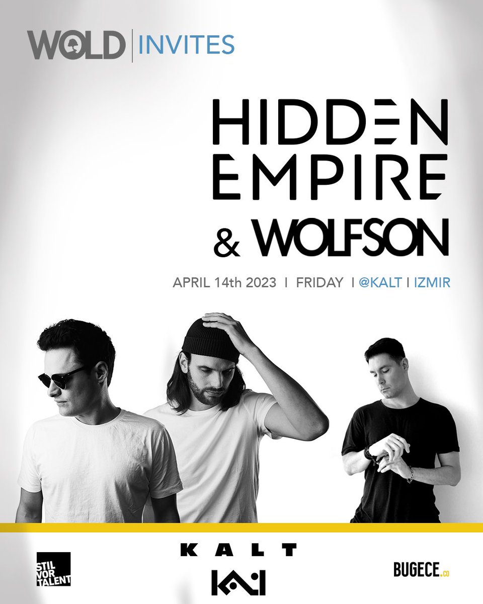 Wold_Records's tweet photo. April 14th, Friday !!!
After several sold out shows together over the past years, @_HiddenEmpire_ and our label head @WolfsonMusic is coming to Kalt/Izmir this time for another “Wold Invites” episode.🔈🎶. The tickets are at the @bugececo 🎫
.
#WoldRecords #WoldInvites https://t.co/fx2wY2metd