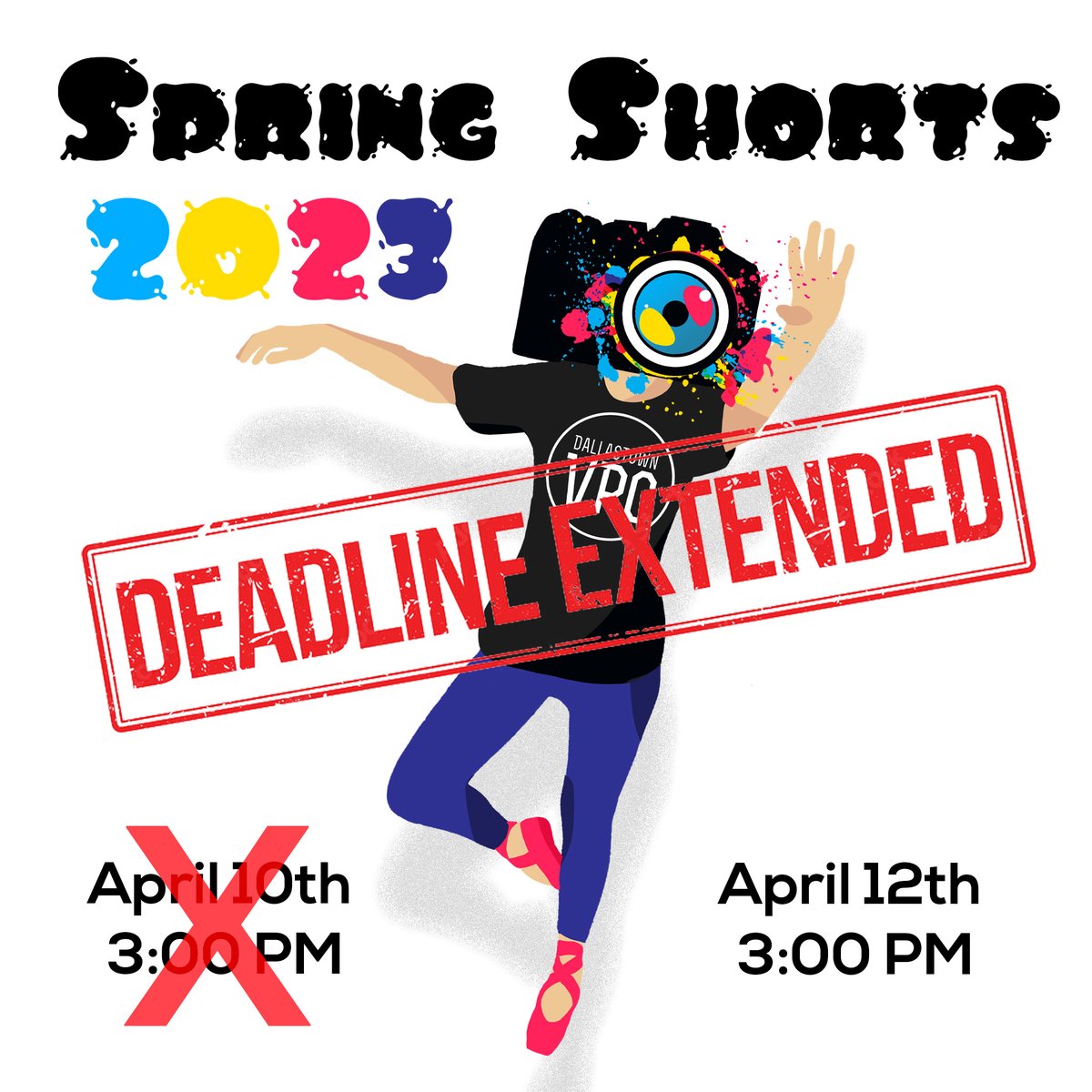 SpringShorts's tweet photo. 2023 Spring Shorts Deadline Extension 
Now Due April 12th 3:00PM

https://t.co/cmEUZtHvVM https://t.co/tIUT9L8zwg