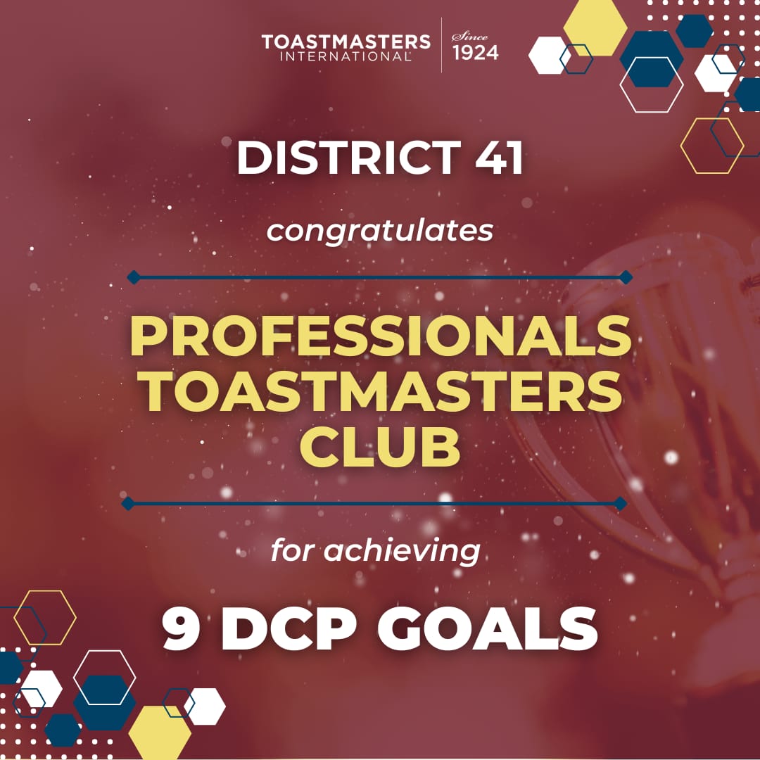 D41Toastmasters's tweet photo. ❞ 𝗣𝗲𝗿𝘀𝗶𝘀𝘁𝗲𝗻𝗰𝗲 𝗶𝘀 𝗮 𝗽𝗼𝘄𝗲𝗿𝗳𝘂𝗹 𝘄𝗲𝗮𝗽𝗼𝗻.❞
District 41 congratulates the following clubs for earning 9 DCP Goals for Program Year 2022-23 and to become eligible for the President Distinguished Club Award. (1)
❤️🤩 https://t.co/9duIyMz0R9
