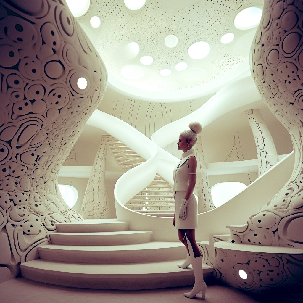 efsome's tweet photo. @icreatelife #propmt : ARCHITECTURE OF THE FUTURE, inspired by tim walker, 1960s, ultra detailed, cinematic, 3d --v 5 https://t.co/clTmHOQ1JY