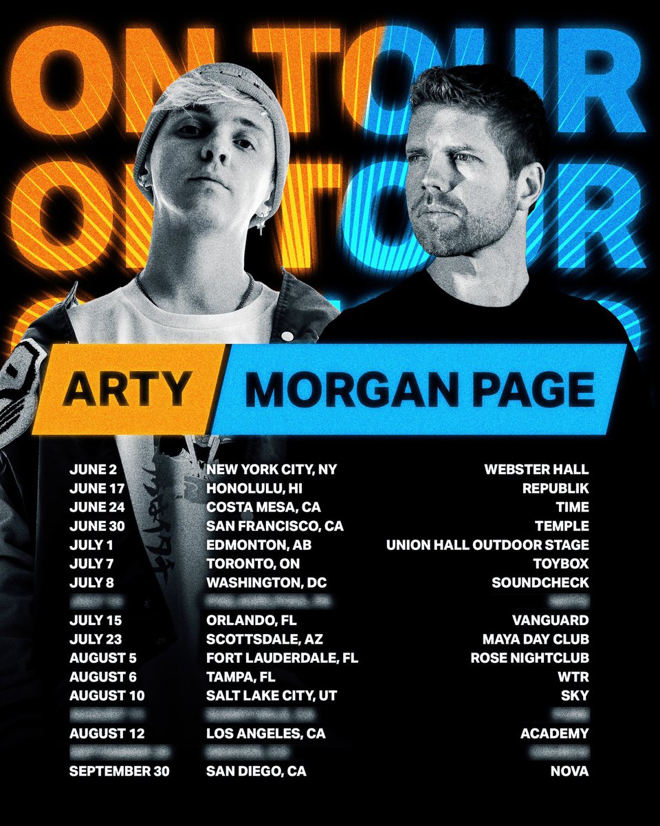 morganpage's tweet image. It’s on! Big tour with @artymusic - Who’s coming?!