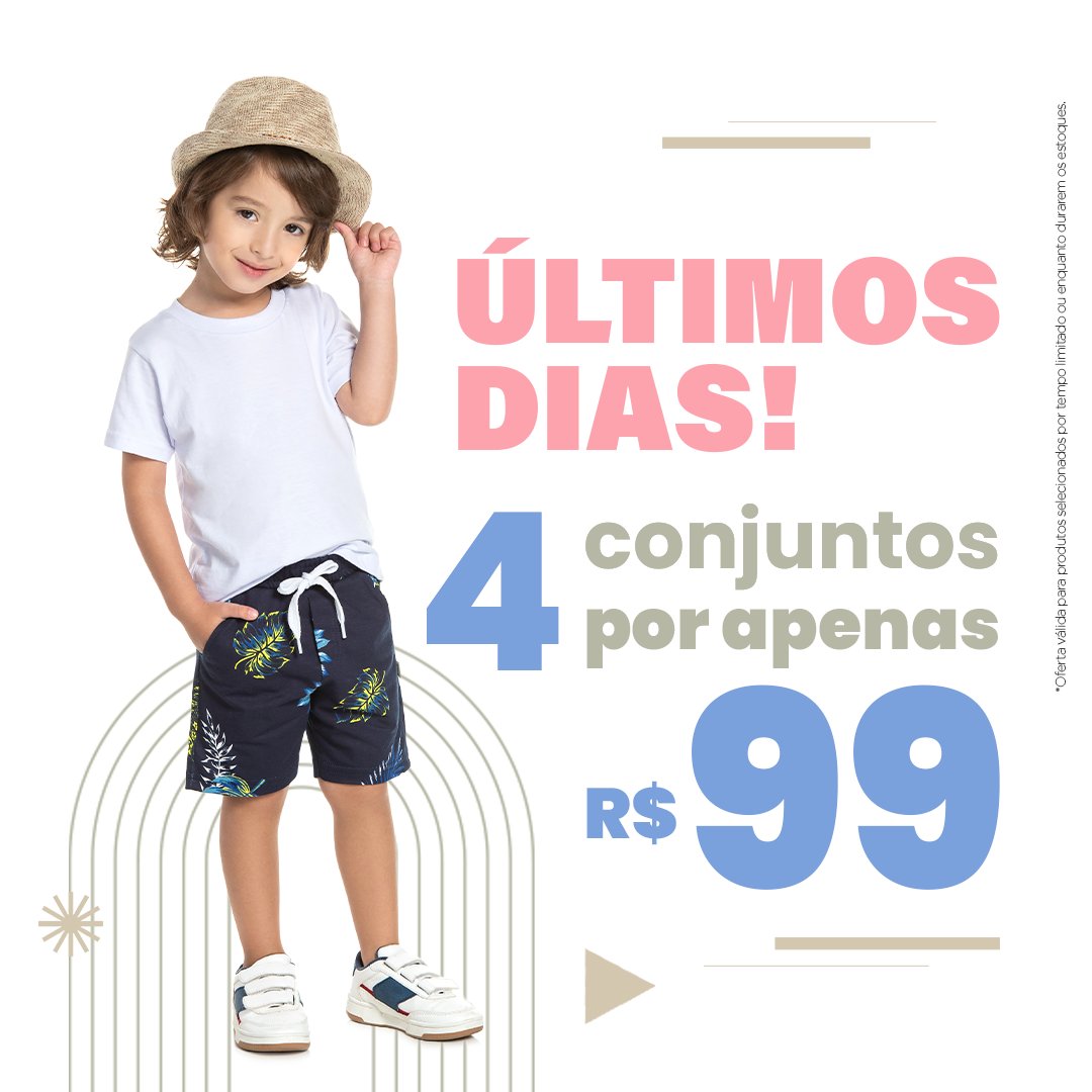 UseWaveStore's tweet image. Já garantiu as roupas novas da criançada?
   
Confira nossa seleção especial de conjuntos e use o cupom 4POR99 ao finalizar a sua compra.😉

Oferta válida pra produtos selecionados e por tempo limitado ou enquanto durarem os estoques.

📲Acesse usewave.com.br.

#UseWave